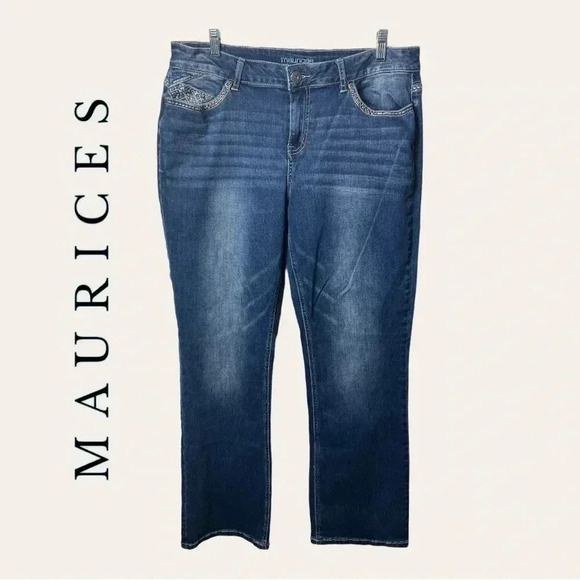 0497W. MAURICES MEDIUM‎ WASH DENIM JEANS SIZE 15/16 NON DISTRESSED - Picture 1 of 10